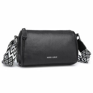 Miss Lulu dámska kožená crossbody kabelka so širokým popruhom L2309 - čierna