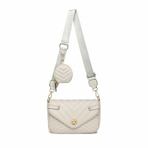 Miss Lulu dámska crossbody kabelka s V - vzorom a kapsičkou - sivá - 27 cm