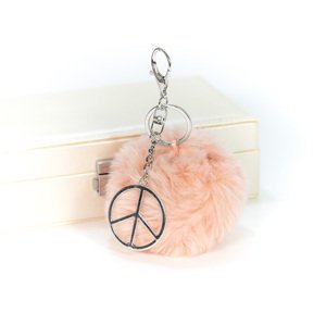 Littletinka Handmade prívesok na kabelku pom pom Peace Collection - ružový so symbolom mieru