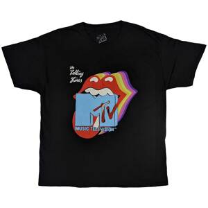 MTV tričko Rolling Stones Rainbow Shadow Tongue Čierna XXL