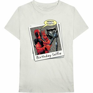 Marvel tričko Deadpool Birthday Selfie Natural S