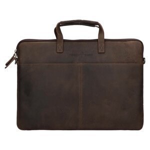 Pánska kožená taška na notebook Greenwood Levon - tmavo hnedá