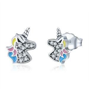 Linda's Jewelry Strieborné napichovacie náušnice Unicorn Ag 925/1000 IN069