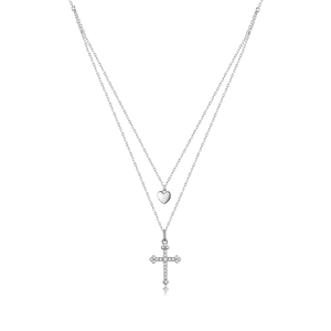 Linda's Jewelry Strieborný náhrdelník Kríž a Srdce Ag 925/1000 INH203