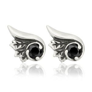 Sam's Artisans Náušnice Black Fashion Wings chirurgická oceľ INM050