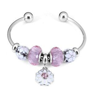 Linda's Jewelry Náramok s príveskami Kvetinky s glazúrou chirurgická oceľ INR094