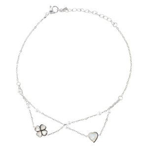 Linda's Jewelry BFF Náramok na nohu Srdce a Štvorlístok chirurgická oceľ INR142