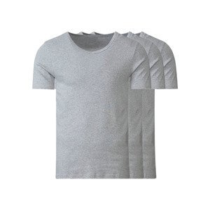 LIVERGY® Pánske tričká z jemnej rebrovitej pleteniny, 3 kusy (S, sivá, okrúhly výstrih)