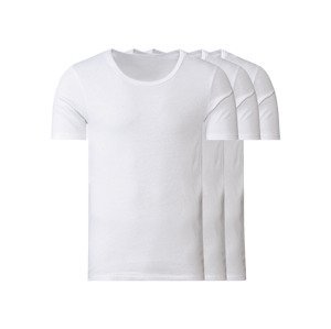LIVERGY® Pánske tričká z jemnej rebrovitej pleteniny, 3 kusy (S, biela, okrúhly výstrih)
