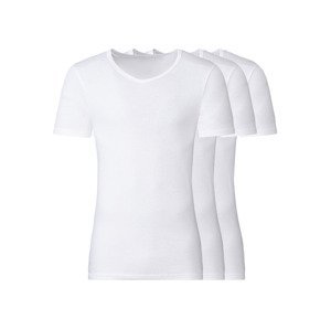 LIVERGY® Pánske spodné tričko z jemnej rebrovitej pleteniny, 3 kusy (M, biela, okrúhly výstrih)