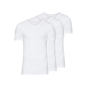 LIVERGY® Pánske spodné tričko, 3 kusy (L, biela, výstrih v tvare „V“)