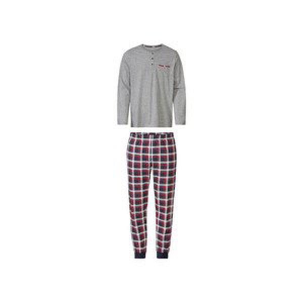 LIVERGY® Pánske pyžamo (S (44/46), sivá/červená/navy modrá)