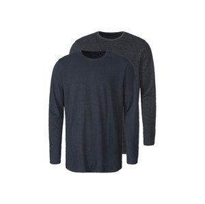 LIVERGY® Pánske tričko s dlhým rukávom, 2 kusy (M (48/50), navy modrá)
