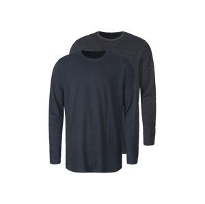 LIVERGY® Pánske tričko s dlhým rukávom, 2 kusy (L (52/54), navy modrá)
