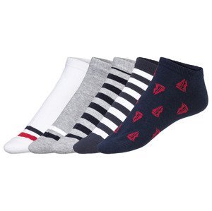 LIVERGY® Pánske členkové ponožky, 5 párov (39/42, sivá/navy modrá/biela/červená)