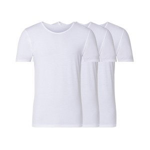 LIVERGY® Pánske spodné tričko, 3 kusy (M, okrúhly výstrih/biela)