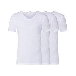 LIVERGY® Pánske spodné tričko, 3 kusy (L, výstrih v tvare V/biela)