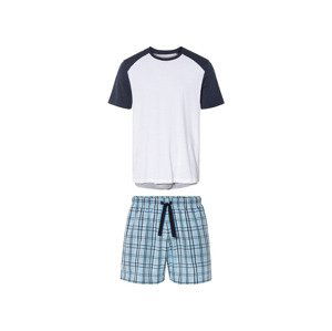 LIVERGY® Pánske krátke pyžamo s BIO bavlnou (S (44/46), biela/modrá)