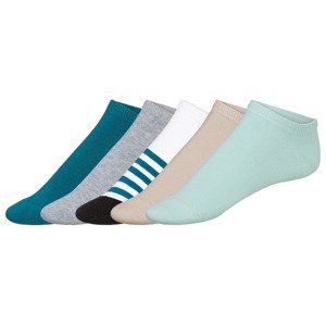 LIVERGY® Pánske členkové ponožky, 5 párov (39/42, biela/tyrkysová/béžová)