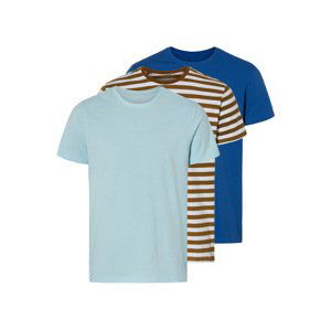 LIVERGY® Pánske tričko, 3 kusy (S (44/46), modrá/pruhy/bledomodrá)