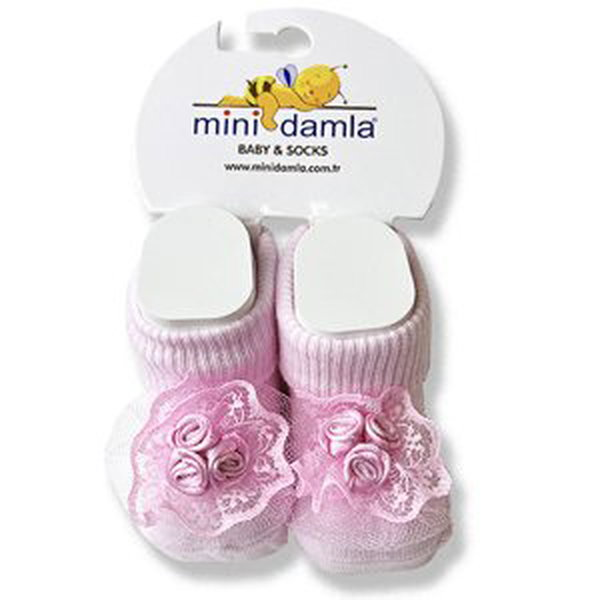 minidamla Dievčenské novorodenecké ponožky- ruža, ružové