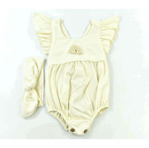 Popshops Dievčenské letné body pre bábätká s čelenkou- Bella, smotanové veľkosť: 86 (12-18m)