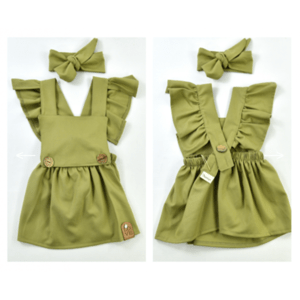 Popshops Dievčenské letné šaty - Lena, olivové veľkosť: 3-4 rok
