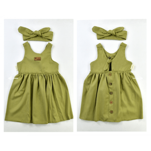 Popshops Dievčenské letné šaty - Regina, olivové veľkosť: 2-3 rok