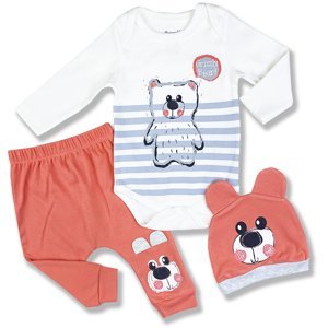 Miniworld (oblečenie s MALOU VADOU)3dielny kojenecký set - Grizzly Bear, červený veľkosť: 62-68