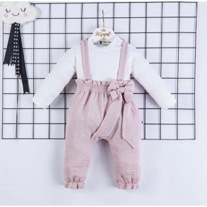 Hippil baby (oblečenie s MALOU VADOU)2dielny detský set-  Susi, púdrový veľkosť: 74 (6-9m)