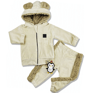 Baby Cool (oblečenie s MALOU VADOU)2dielny teplý set- Macko cool, béžový veľkosť: 68 (4-6m)