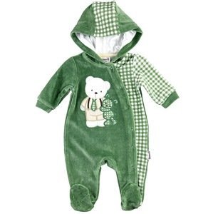Miniworld (oblečenie s MALOU VADOU)Semišové dupačky s kapucňou pre bábätká - Macko veľkosť: 56 (0-2m)