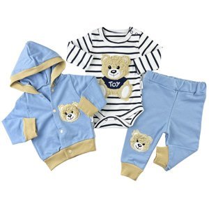 Hippil baby (oblečenie s MALOU VADOU), 3dielny set pre bábätká- Teddy, modré veľkosť: 74 (6-9m)