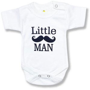 BABY´S WEAR Detské body, krátky rukáv- Little Man, biele veľkosť: 74