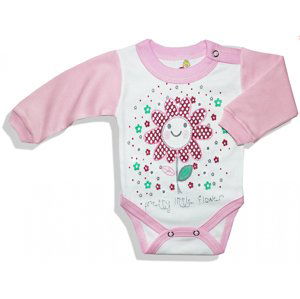 BABY´S WEAR Detské body - FLOWER, ružovo-biele veľkosť: 56