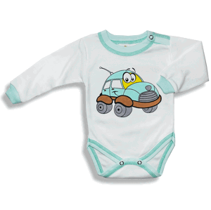 BABY´S WEAR Detské body –AUTO, zeleno-biele veľkosť: 56