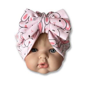 KAYRA baby Detská turbánová čiapka- Zajačik, ružová veľkosť: 0-6m