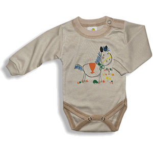 BABY´S WEAR Detské body - KONÍK, hnedé veľkosť: 56 (0-2m)