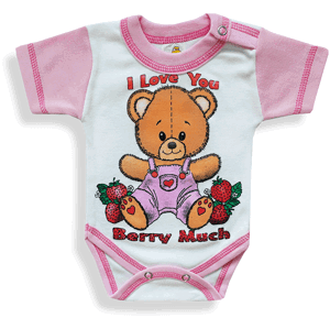 BABY´S WEAR Detské body, krátky rukáv - BERRY, ružovo-biele veľkosť: 62