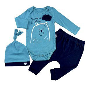 Miniworld 3dielny kojenecký set - Medveď, modrý veľkosť: 68-74