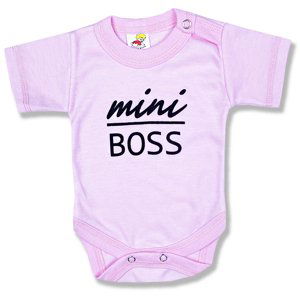 BABY´S WEAR Detské body, krátky rukáv - Mini Boss, ružové veľkosť: 74