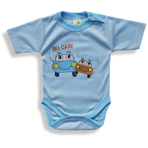 BABY´S WEAR Kojenecké body, krátky rukáv - BIG CAR, modré veľkosť: 56