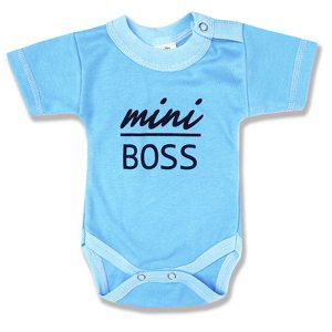 BABY´S WEAR Detské body, krátky rukáv - Mini Boss, modré veľkosť: 92