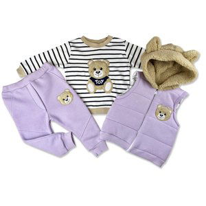 Hippil baby 3dielny detský set - TEDDY, fialový veľkosť: 92 (18-24m)