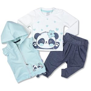 Miniworld 3dielny set s vestou - Panda, mentolový veľkosť: 74-80