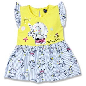 Miniworld Dievčenské letné šaty- Cute Elephants, žlté veľkosť: 80