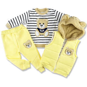 Hippil baby (oblečenie s MALOU VADOU) 3dielny detský set - TEDDY,žltý veľkosť: 80 (9-12m)