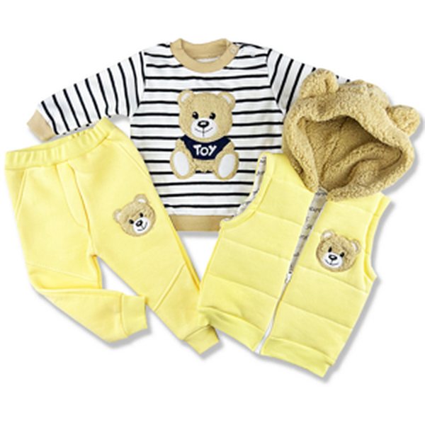 Hippil baby (oblečenie s MALOU VADOU) 3dielny detský set - TEDDY,žltý veľkosť: 98
