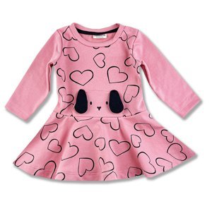 Miniworld Dievčenské šaty- Psíček, ružové veľkosť: 74 (6-9m)