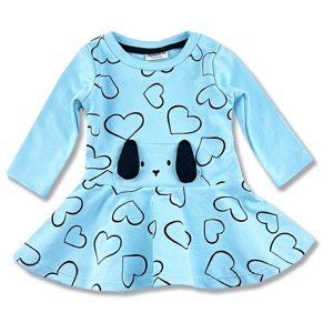 Miniworld Dievčenské šaty- Psíček, modré veľkosť: 80 (9-12m)